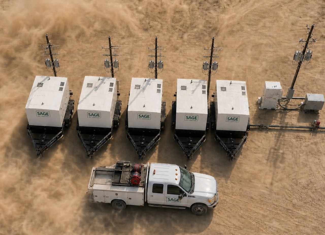 Sage generators and service truck on location