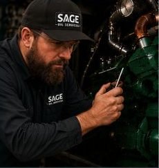 Sage technician servicing an engine